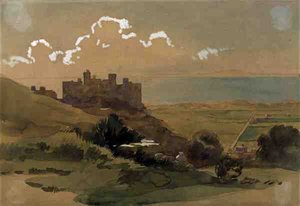 ハーレフ城、1913年頃（水彩画） 作： Georges Gascoyne