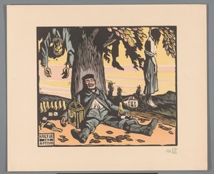 絞首刑にされた人々 と木に横たわっている兵士 Kultur en automne (オブジェクトのタイトル) 作： Georges Hermann Rene Paul