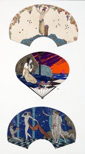 G. Barbier と Paul Iribe にちなんで、Paquin によるファン。 プレート 42、Journal des Dames et des Modes に掲載された Parisian Costumes から 作： Georges and Iribe Paul Barbier