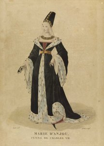 マリー ダンジュー (1404-1463)、フランスの女王 - マリー オブ アンジュー、フランスの女王 - ガティーヌ、ジョルジュ ジャック (1773-1831) - 18 世紀後半。 ●エッチング、水彩 個人蔵 作： Georges Jacques Gatine