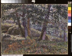 オークとブルーベリーの茂み（キャンバスに油彩） 作： Georges Lacombe