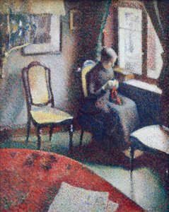 窓辺で縫い物をする女性 作： Georges Lemmen