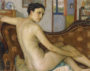 彼女の犬と水浴び。犬と水浴びをする人-De BaadsterはHondjeと出会い、 作： Georges Lemmen