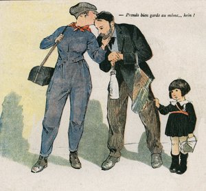 子供を大切に...か。ジョルジュ・ポール・レオヌック（1881-1940）が11月15日付の「La Baionnette」に描いたもの。 作： Georges Leonnec