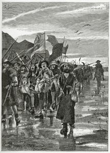 反逆者の急流-アイスランドのハン、19世紀のイラスト（bw彫刻） 作： Georges Marie Rochegrosse