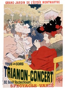 パリのキャバレーエリゼモンマルトルの庭園でのトリアノンコンサートでのショーのポスター、1900年頃