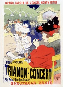 パリのエリゼ・モンマルトル（Elyse-Montmartre）の大庭園で毎日行われているトリアノンコンサート。Georges Meunierのポスター 作： Georges Meunier