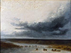 河口の漁師たちのいる風景 19世紀初頭 作： Georges Michel
