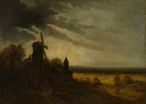 モンマルトルのミル、おそらく約。 1820年。 作： Georges Michel