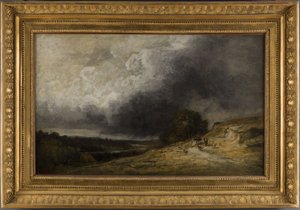 嵐の中の群れ、1796年から1843年の間（油彩） 作： Georges Michel