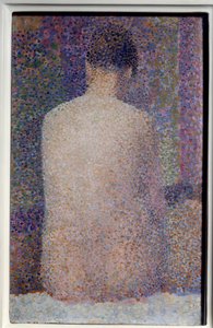 バック・レイイング ジョルジュ・スーラ（1859-1891）の絵画 1887年 日。0,24x1,55 m パリ、オルセー美術館 - モデル、背面図。ジョルジュ・スーラ(1859-1891)の絵画 1887年0.24×1.55m パリ、オルセー美術館