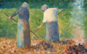 モンフェルメイユの干し草作り、c。 1882年。 作： Georges Pierre Seurat
