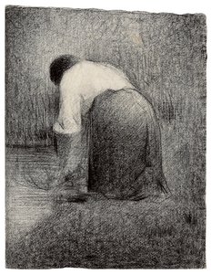 ひざまずく女性;ひざまずく女、1881年頃 作： Georges Pierre Seurat