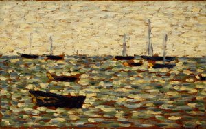グランドキャンプの海。 La Mer a Grandcamp、1885 作： Georges Pierre Seurat