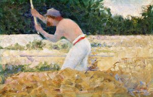 石割人夫、1882年頃（パネルに油彩） 作： Georges Pierre Seurat