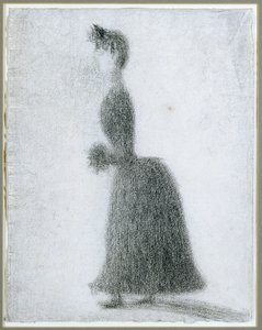 マフとウォーカー、1884年 作： Georges Pierre Seurat