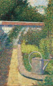 じょうろ - Le Raincy の庭、c。 1883年。 作： Georges Pierre Seurat