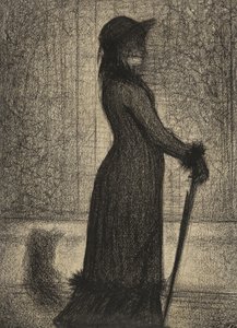 ウネ・エレガンテ、散歩する女性、1884年頃（ミカレット紙の鉛筆物語） 作： Georges Pierre Seurat