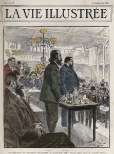1899年12月にパリで開催された社会主義者団体の総会、ジャピー体育館にて - ジャン・ジャレス（1859-1914）とユージン・フルニエ（1857-1914） ジョルジュ・ルドンによるドローイング - La vie illustree de 1899 作： Georges Redon