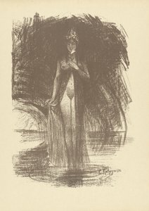 幻影として浅瀬に花が立っている裸の女性 出現 レプルーヴ（シリーズタイトル） 作： Georges Rochegrosse