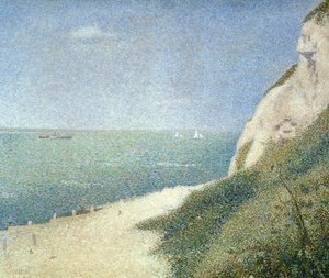 オンフルールのバスブティンのビーチ、1886年 作： Georges Seurat