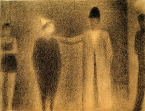 ピエロとトロワの人物（ピエロと3人の人物-研究） 作： Georges Seurat
