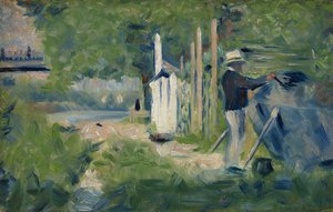 彼のボートを描く男、1883年（パネル）