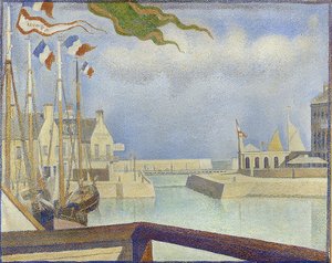 Port-en-Bessin（Port-en-Bessin、日曜日）のSonntag。 1888 作： Georges Seurat