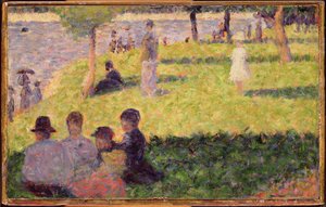 ラグランジャット島での日曜の午後の勉強 作： Georges Seurat