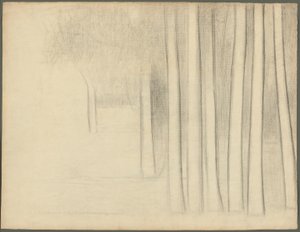 木の幹（『ラ・グランド・ジャット』のための習作） 作： Georges Seurat