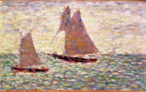 Grandcamp、1885年頃の2つのヨット 作： Georges Seurat