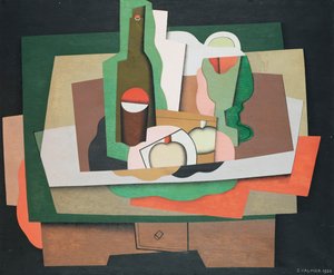 テーブルの上の静物。テーブルの上の静物、1925 作： Georges Valmier