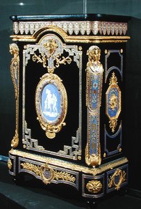 サイドボード、1855年頃（黒檀、ブロンズ、塗装エナメル） 作： Georges and Legost Achille (fl.1855) Monbro