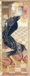 黒のガウンの女性、1900年頃（紙にガッシュ） 作： Georges de Feure