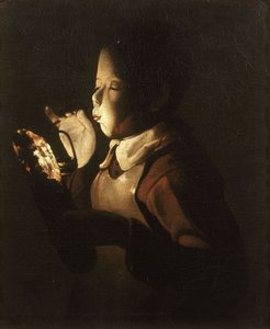ランプを吹く少年 作： Georges de La Tour