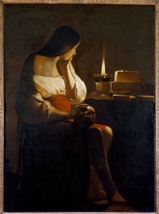 マドレーヌ寺院には夜の光がある ジョルジュ・ド・ラ・トゥール（1593-1652）の絵画（ヴァニテ） 17世紀 太陽1,28x0,94 m 作： Georges de La Tour