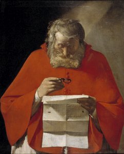 手紙を読む聖ジェローム、ca。 1628-1629 作： Georges de La Tour