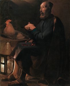 悔い改める聖ペテロ 作： Georges de La Tour