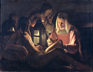 聖イレーヌと聖女たちの世話をした聖セバスチャン 作： Georges de La Tour