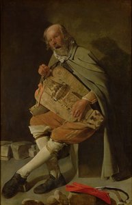 ハーディガーディプレーヤー、1620年代 作： Georges de La Tour