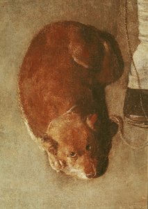 犬と一緒のハーディガーディプレーヤー、c.1620（詳細）（67918も参照） 作： Georges de La Tour