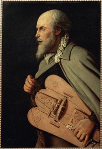 ガーディ・プレイヤー（キャンバスに絵画） 作： Georges de la Tour