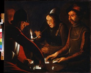 兵士のトランプ。 兵士のトランプ。 ジョルジュ・ド・ラ・トゥール (1583-1652) の側近の絵。 キャンバスに油彩。 Regional A. Deineka Art Gallery、クルスク (クルスク)、ロシア。