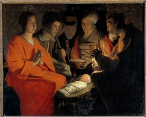 羊飼いたちの礼拝 ジョルジュ・ド・ラ・トゥール（1593-1652）の絵画 17世紀 日1,07x1,31 m 作： Georges de La Tour