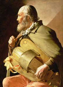 盲目のハーディ・ガーディ・プレイヤー」（油彩・キャンバス 作： Georges de La Tour