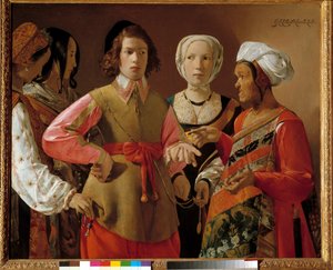 占い師 ジョルジュ・ド・ラ・トゥール(1593-1652)の絵画 1630年頃 Sun.1,01x1,23 m ニューヨーク。メトロポリタン美術館 作： Georges de La Tour