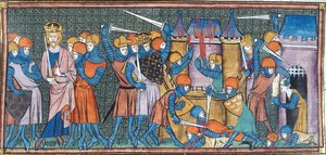 2つの城を取るシャルルマーニュ、「Chroniques de France ou de St Denis」より、14世紀 (22095303133)