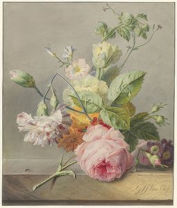 花の静物。 1800-25年頃