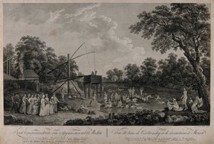 1796年、モスクワのセレブリャニチェスカヤ浴場の眺め。 作： Gerard Barthe de la