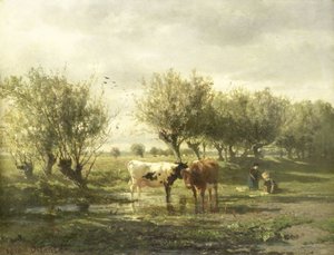 池の牛 作： Gerard Bilders (signed by artist)